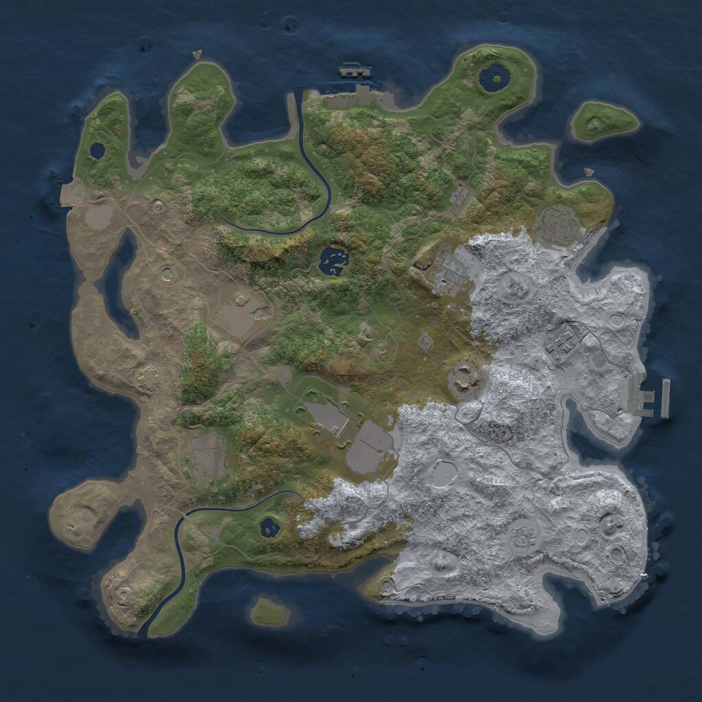 Rust Map: Procedural Map, Size: 3600, Seed: 568753421, 14 Monuments