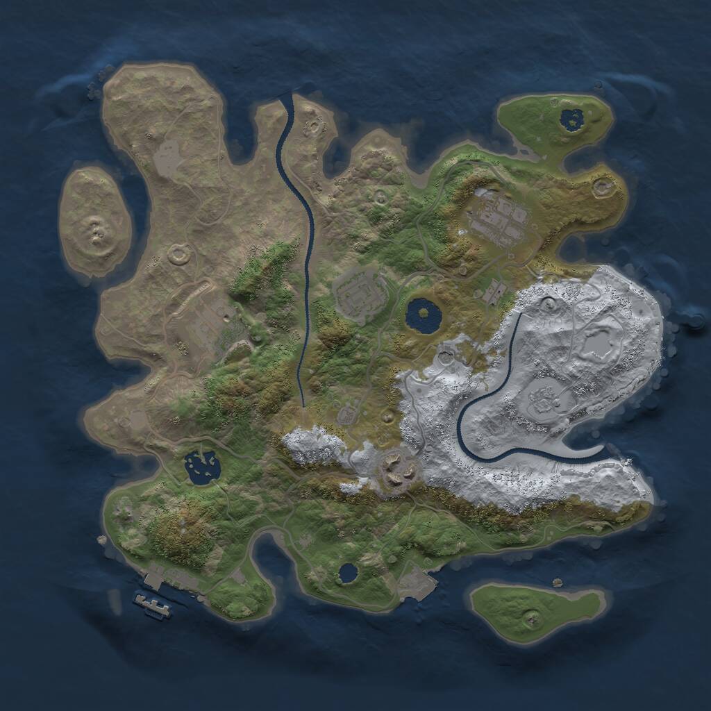 Rust Map: Procedural Map, Size: 3000, Seed: 27221, 9 Monuments