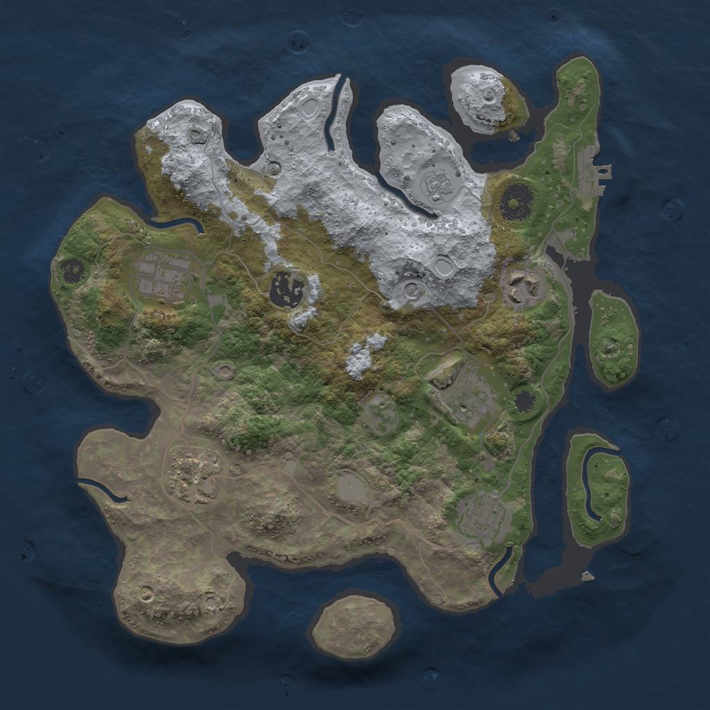 Rust Map: Procedural Map, Size: 3000, Seed: 3487501, 12 Monuments