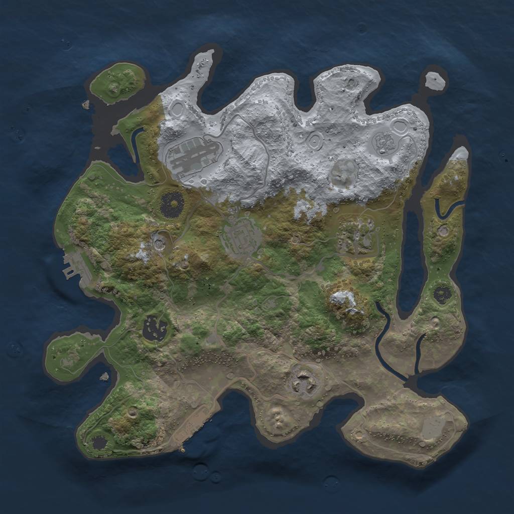 Rust Map: Procedural Map, Size: 3000, Seed: 18689, 14 Monuments