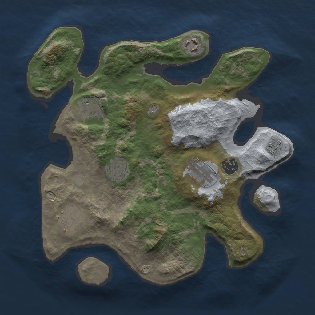 Rust Map: Barren, Size: 3000, Seed: 791052, 10 Monuments