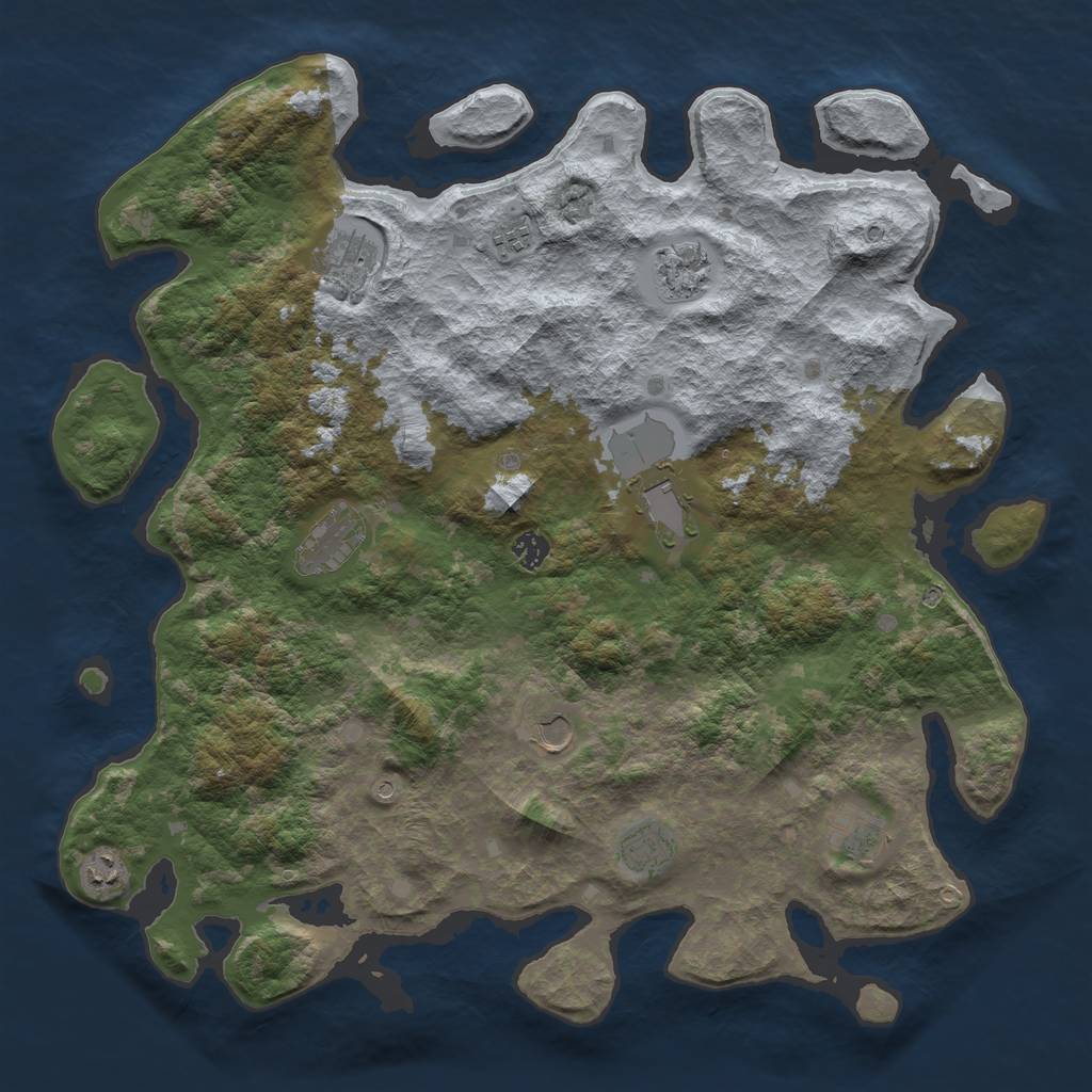 Rust Map: Barren, Size: 4500, Seed: 1639029298, 13 Monuments