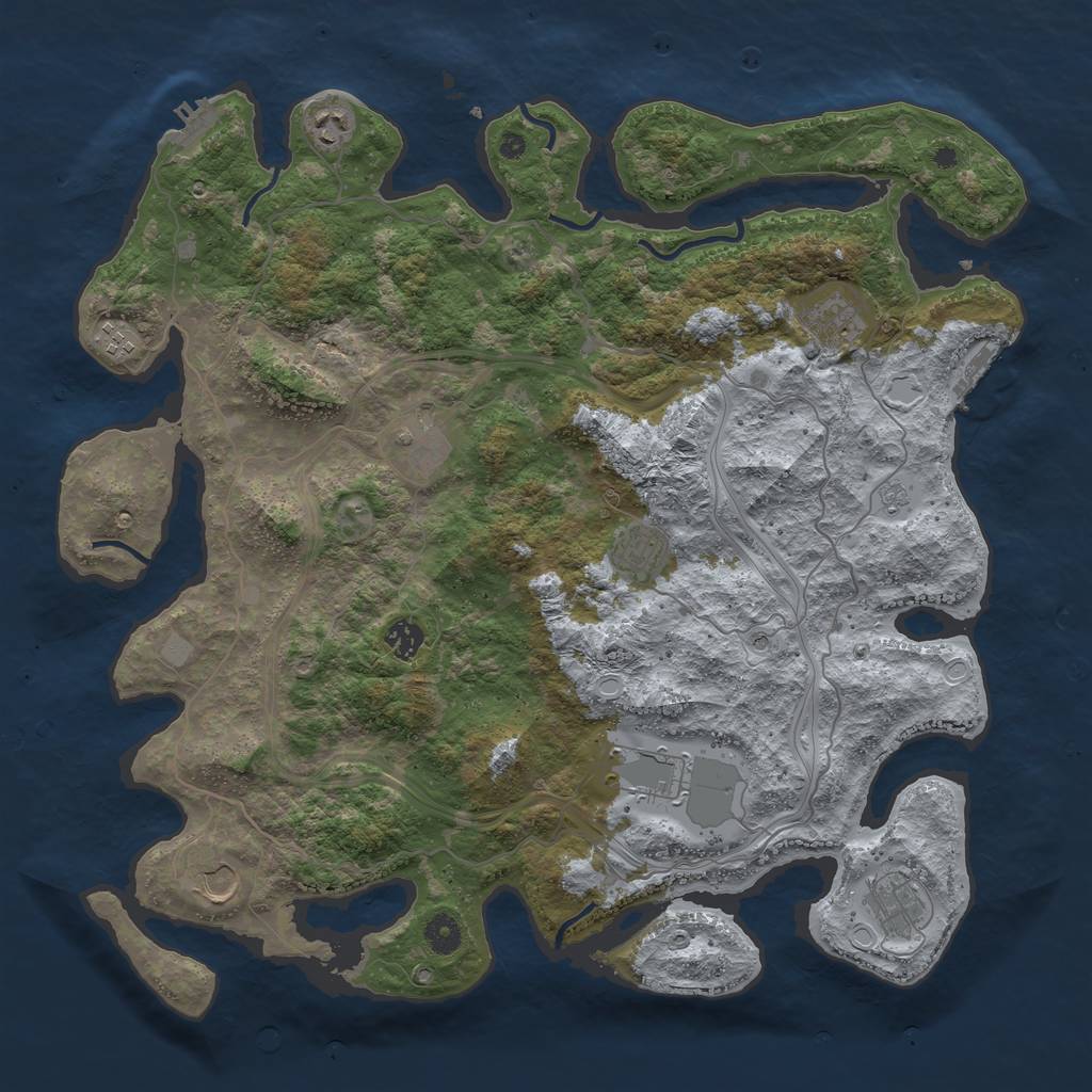 Rust Map: Procedural Map, Size: 4300, Seed: 611213325, 18 Monuments