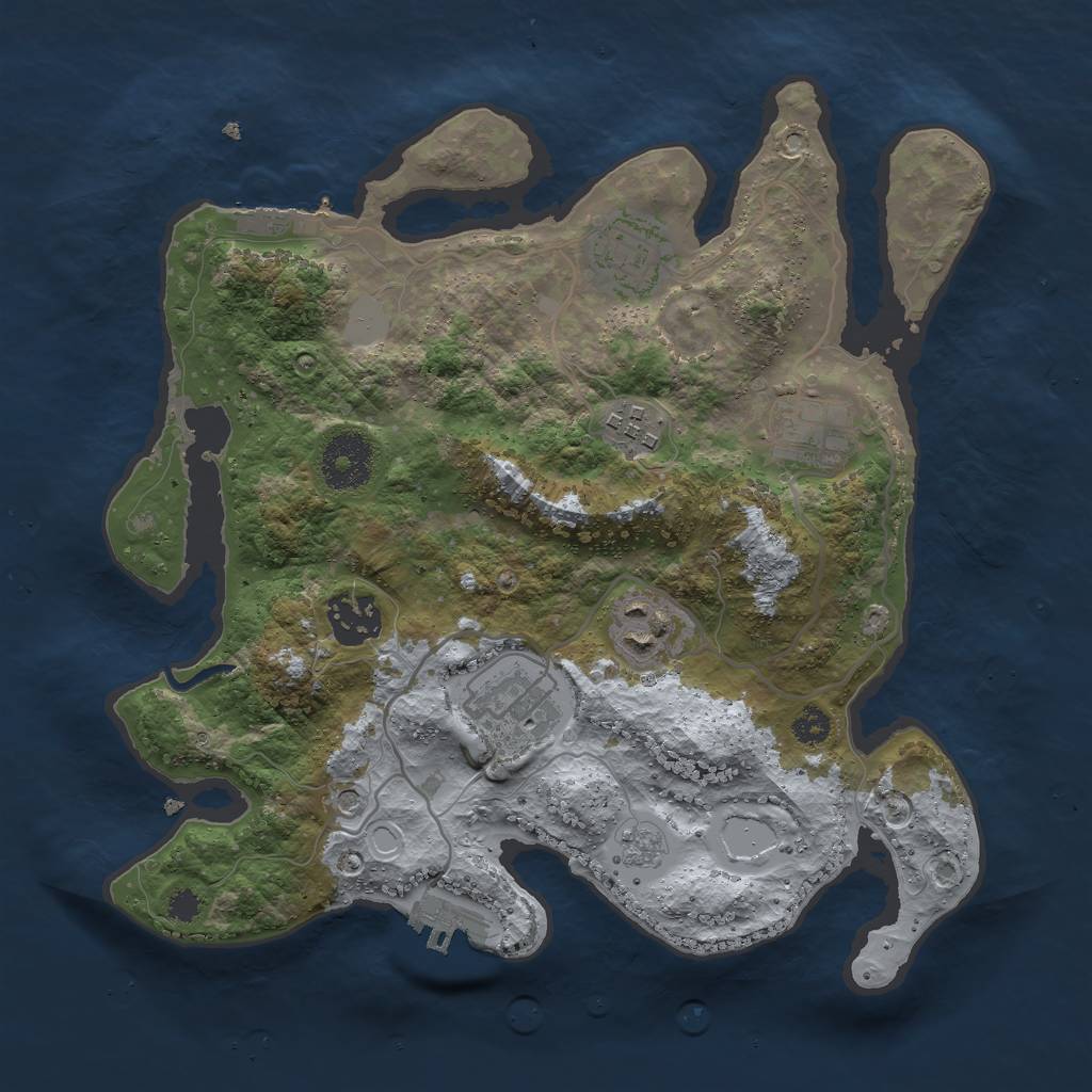 Rust Map: Procedural Map, Size: 3000, Seed: 78416, 15 Monuments