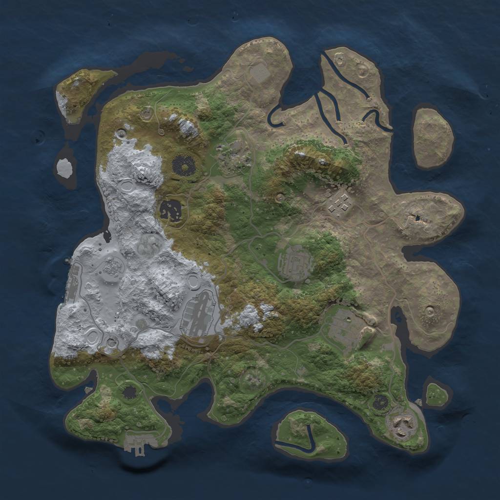 Rust Map: Procedural Map, Size: 3250, Seed: 44836209, 16 Monuments