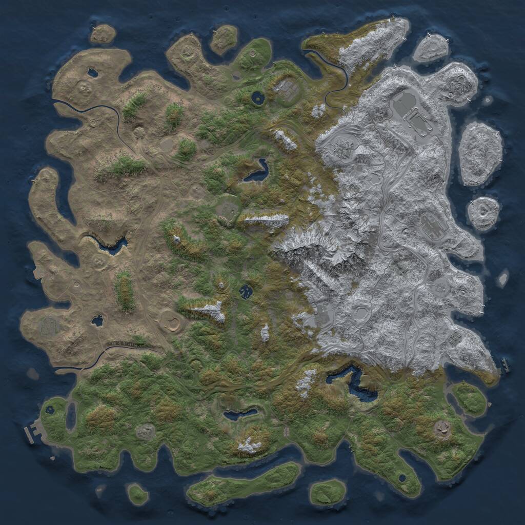 Rust Map: Procedural Map, Size: 6000, Seed: 869419066, 17 Monuments