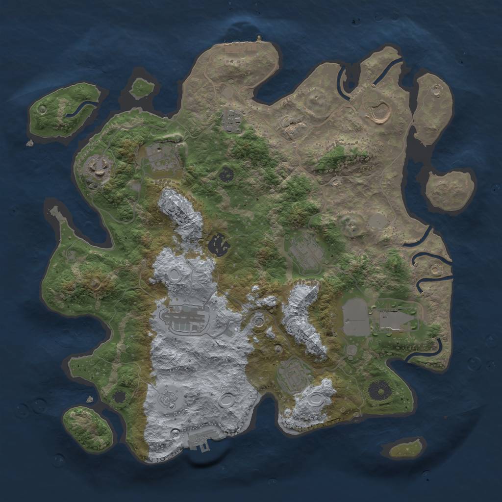 Rust Map: Procedural Map, Size: 3500, Seed: 1304054758, 16 Monuments
