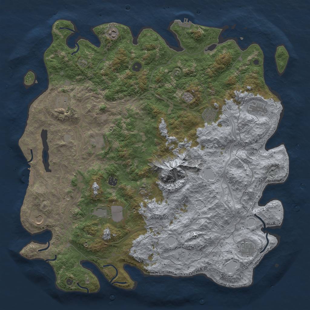 Rust Map: Procedural Map, Size: 5000, Seed: 136613, 20 Monuments