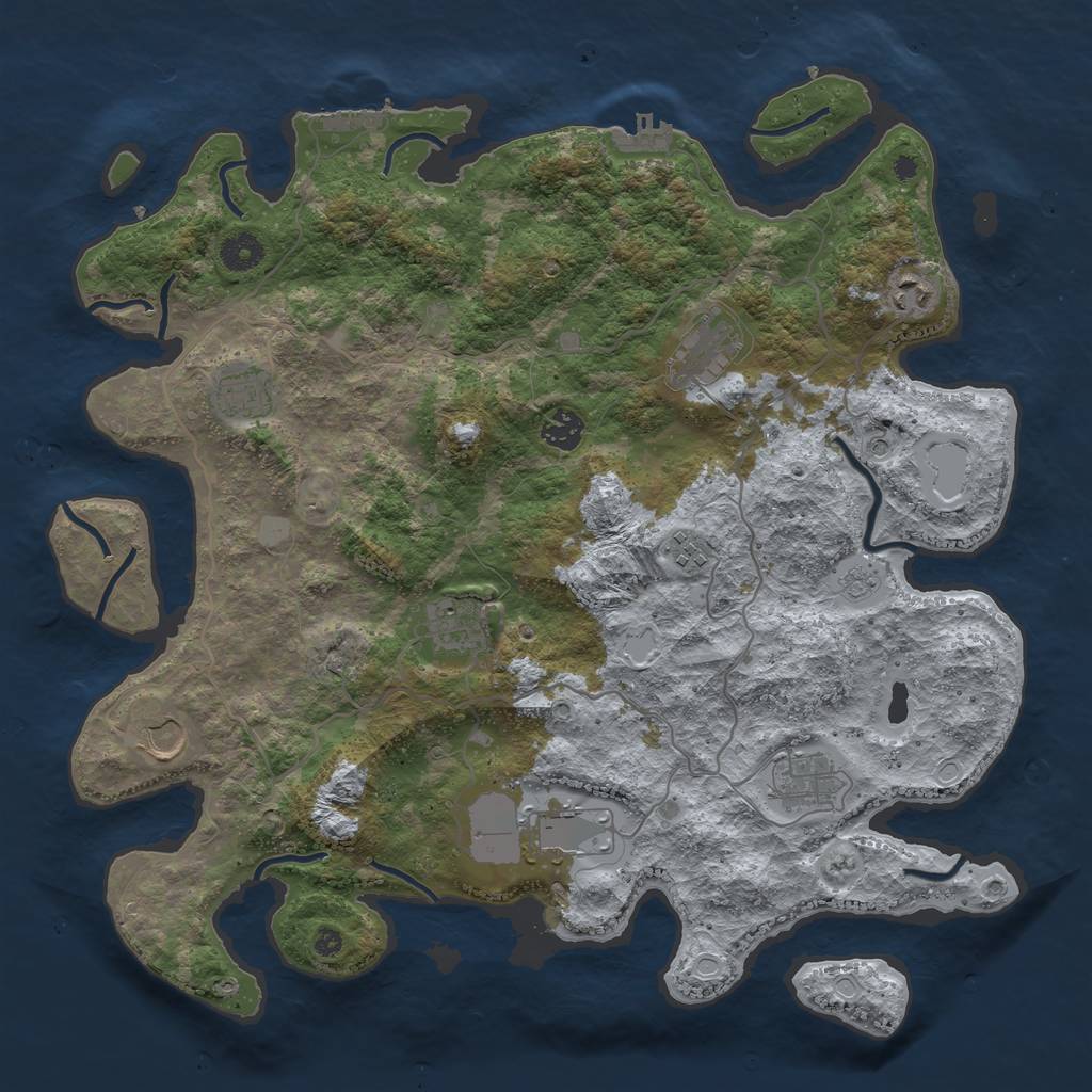 Rust Map: Procedural Map, Size: 4000, Seed: 4682, 16 Monuments