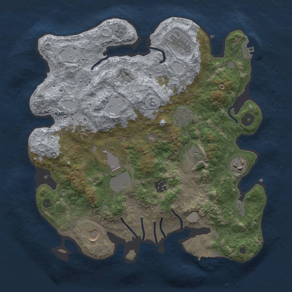 Rust Map: Procedural Map, Size: 3500, Seed: 329905784, 18 Monuments