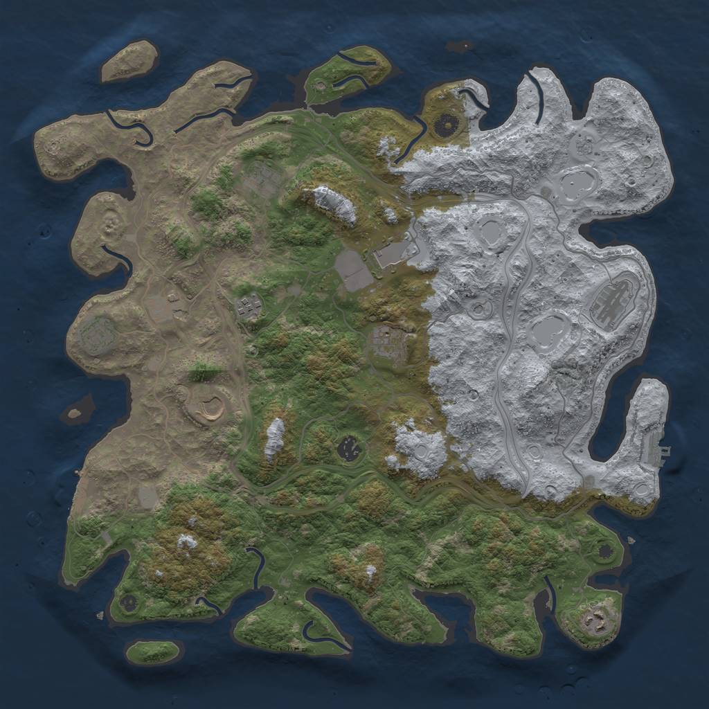 Rust Map: Procedural Map, Size: 4500, Seed: 6603104, 17 Monuments