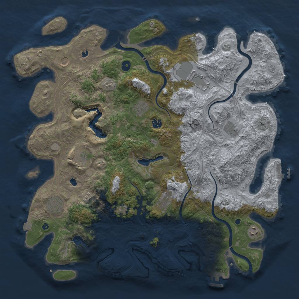 Rust Map: Procedural Map, Size: 4500, Seed: 6603104, 16 Monuments