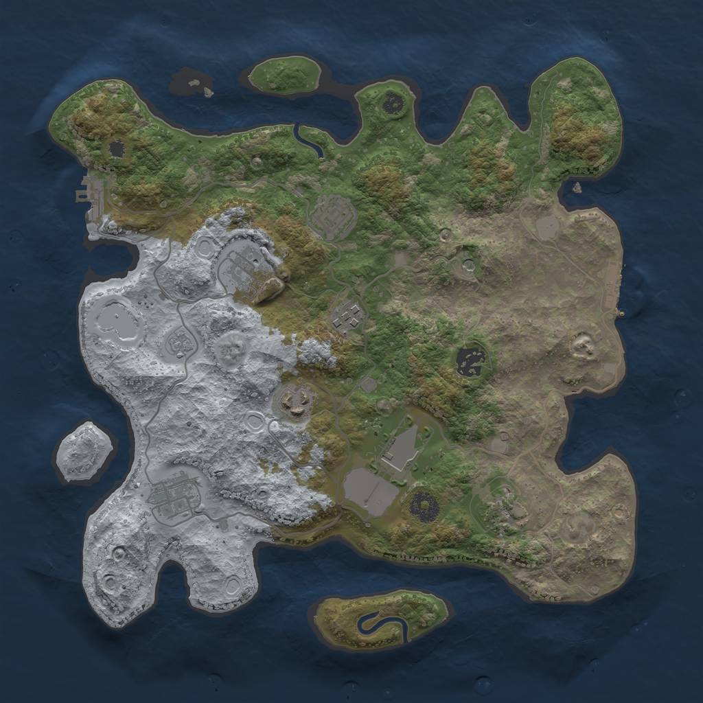 Rust Map: Procedural Map, Size: 3500, Seed: 1763419606, 17 Monuments