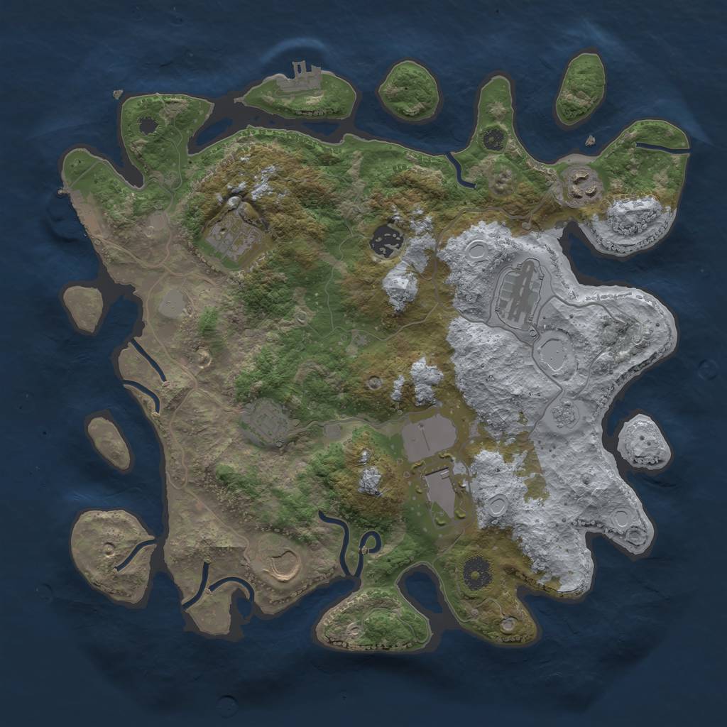 Rust Map: Procedural Map, Size: 3500, Seed: 55771, 15 Monuments