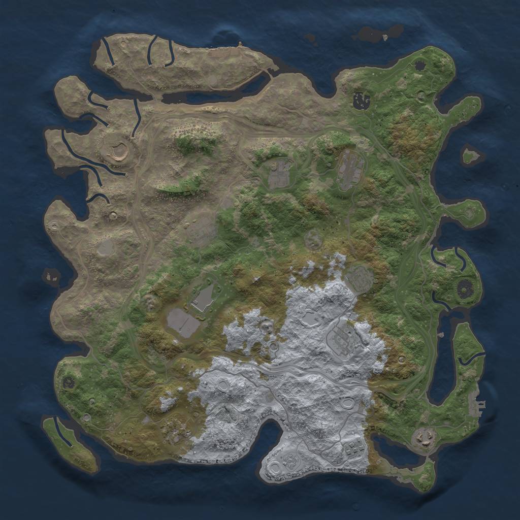 Rust Map: Procedural Map, Size: 4300, Seed: 2041168391, 20 Monuments