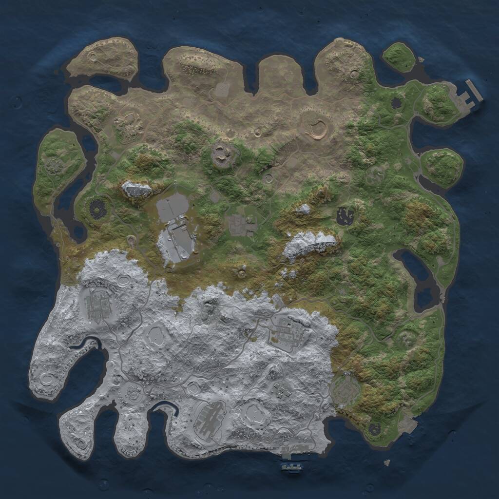 Rust Map: Procedural Map, Size: 4000, Seed: 1342249961, 17 Monuments