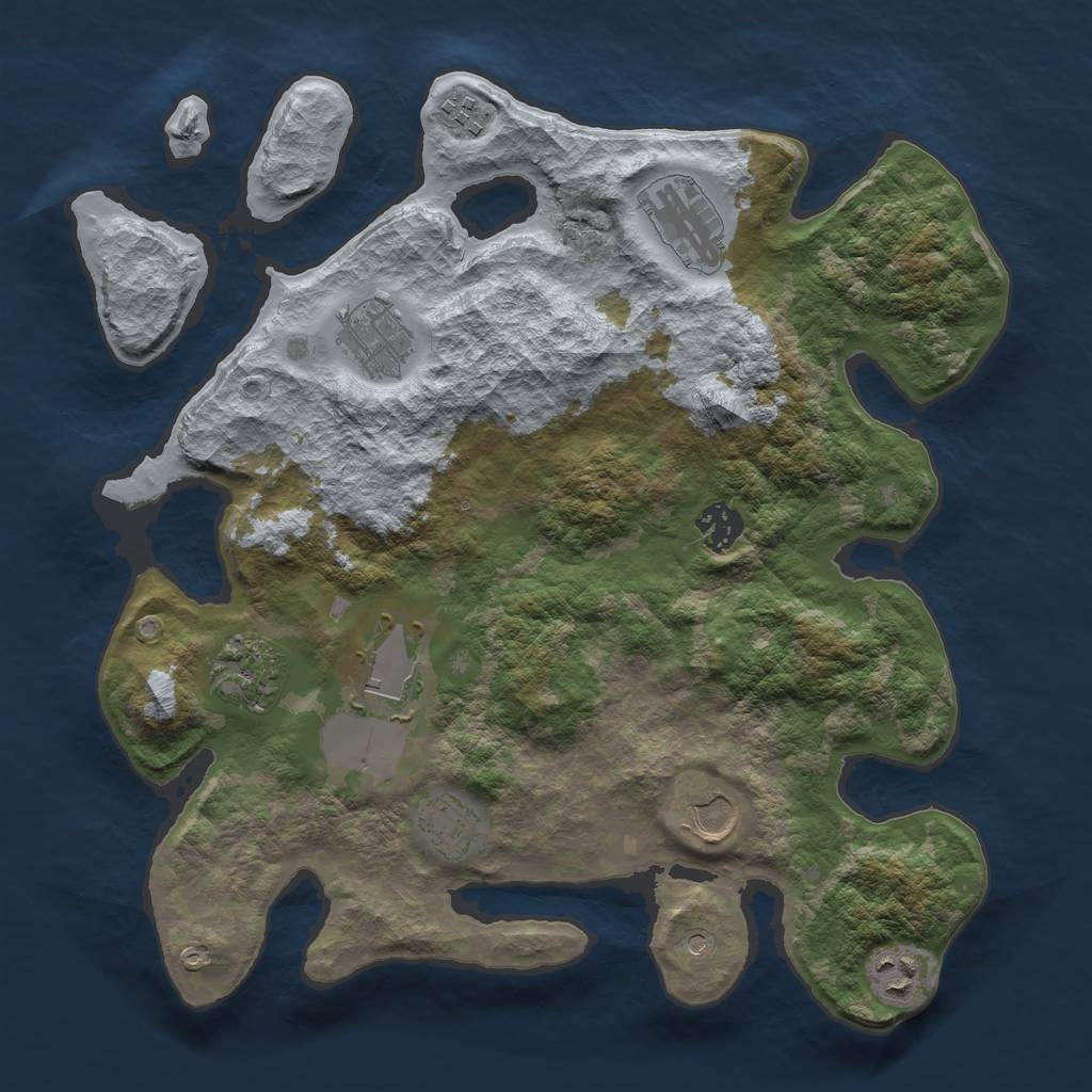 Rust Map: Barren, Size: 3500, Seed: 622782528, 12 Monuments