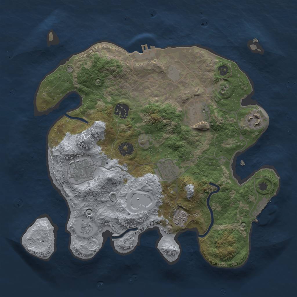 Rust Map: Procedural Map, Size: 3000, Seed: 1889286529, 12 Monuments