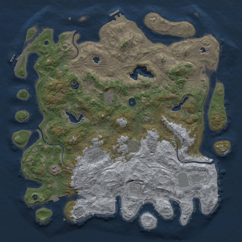 Rust Map: Procedural Map, Size: 4500, Seed: 1177965198, 15 Monuments