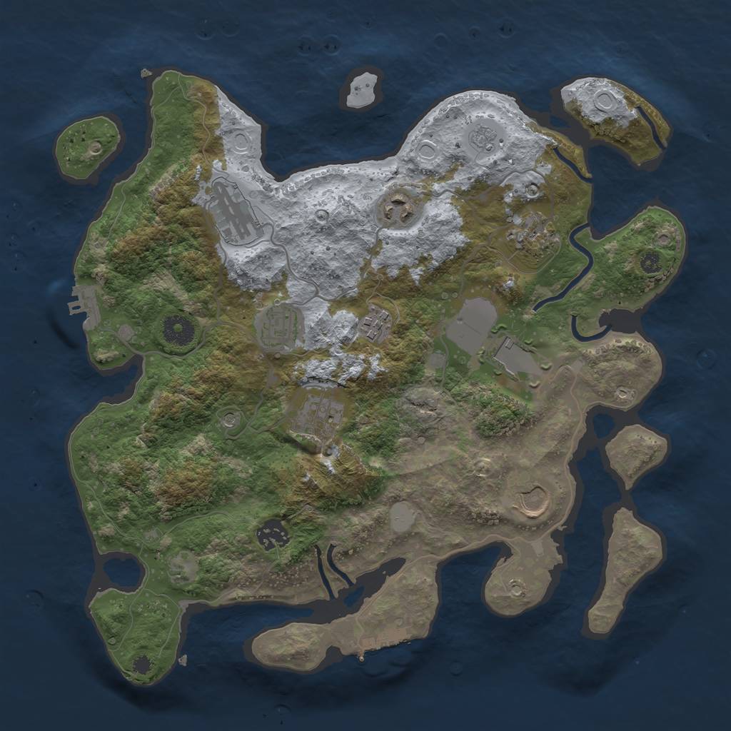 Rust Map: Procedural Map, Size: 3500, Seed: 1169373700, 18 Monuments