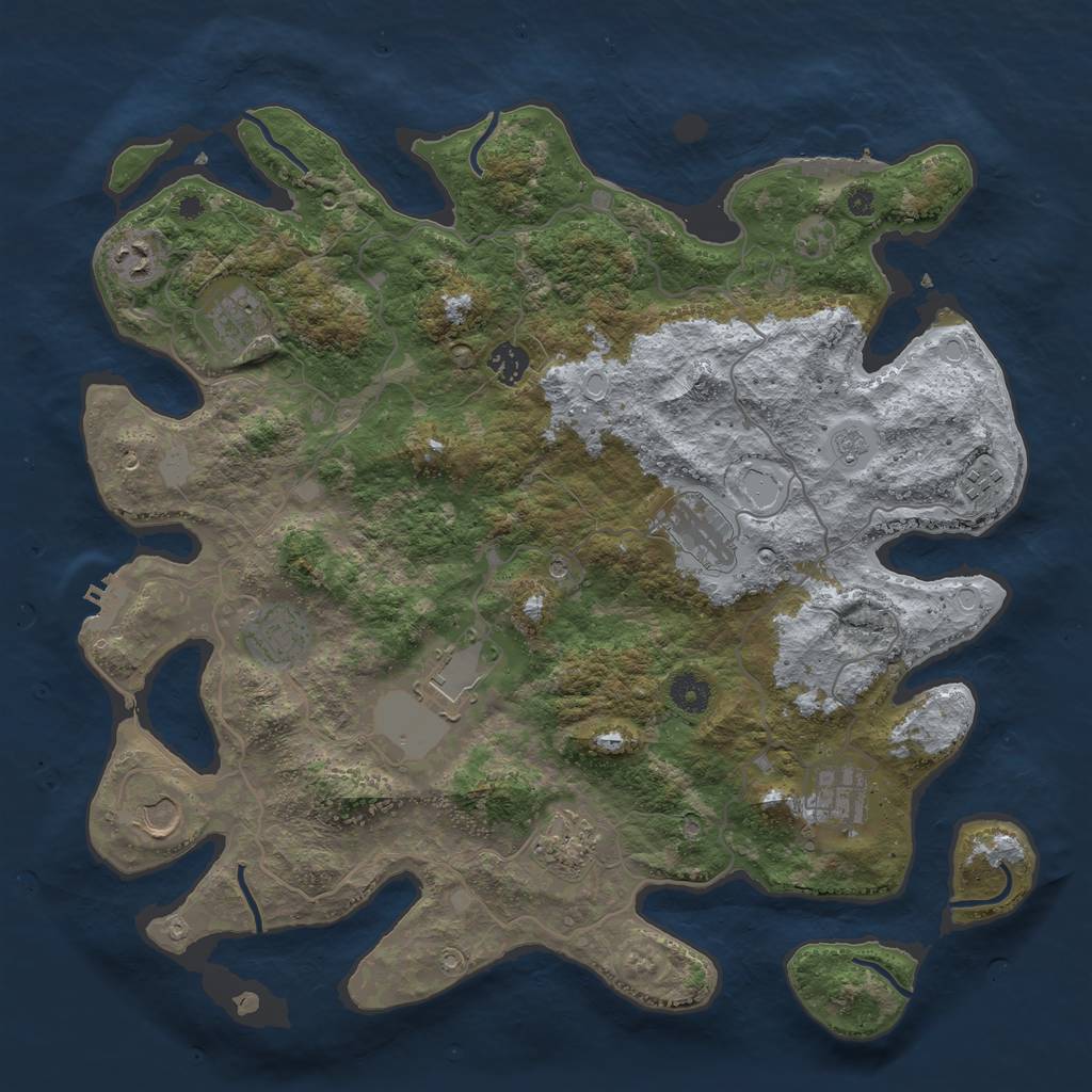 Rust Map: Procedural Map, Size: 4050, Seed: 683775622, 19 Monuments
