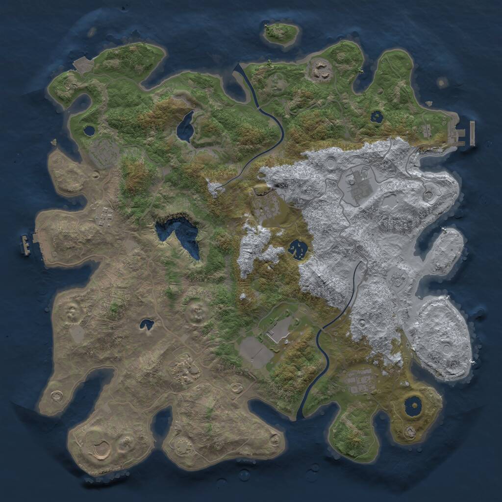 Rust Map: Procedural Map, Size: 4000, Seed: 100000, 16 Monuments
