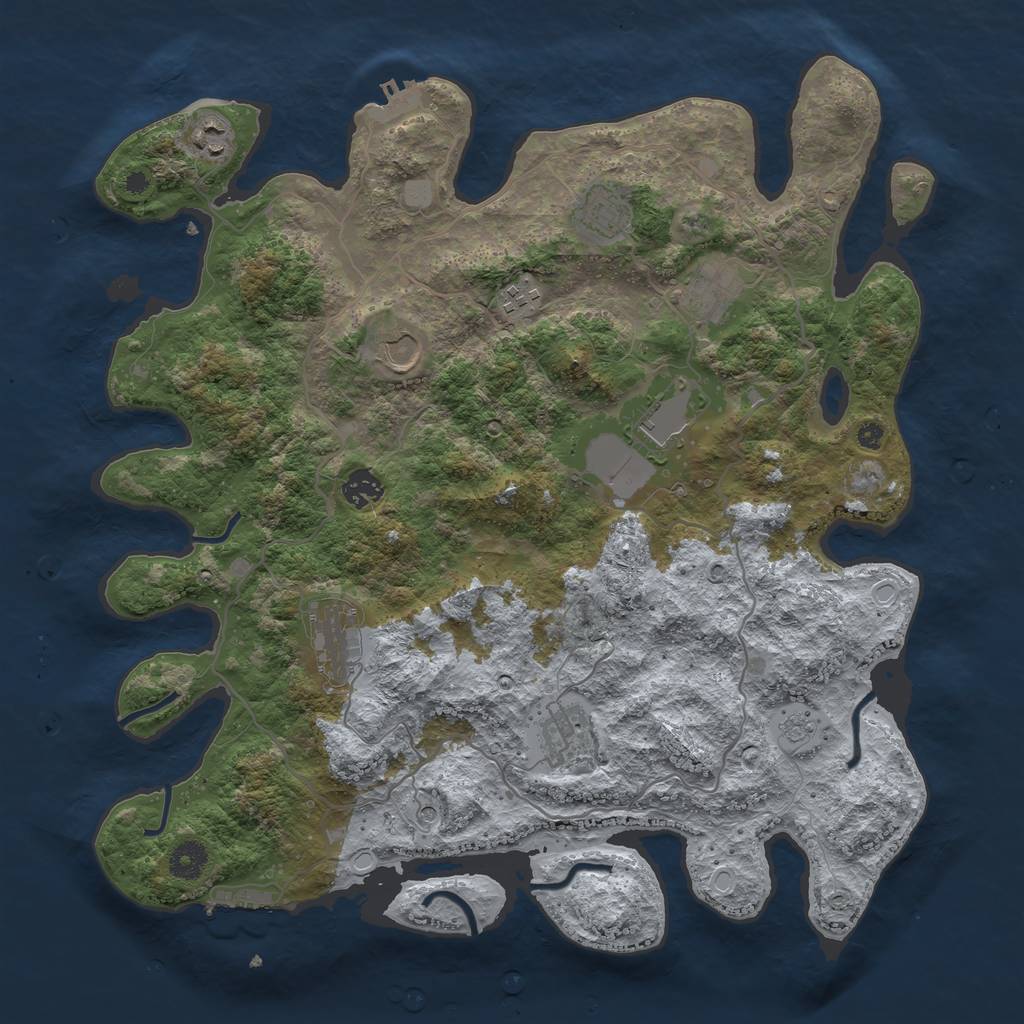Rust Map: Procedural Map, Size: 4000, Seed: 9146918, 16 Monuments