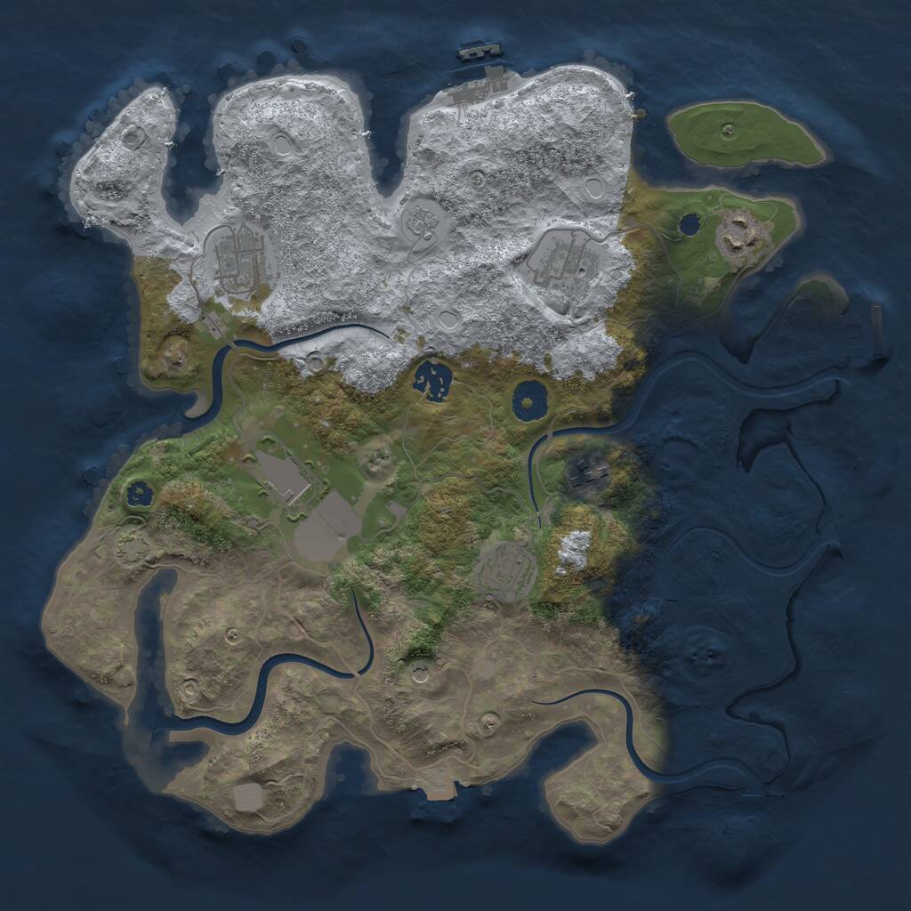 Rust Map: Procedural Map, Size: 3500, Seed: 73116490, 13 Monuments