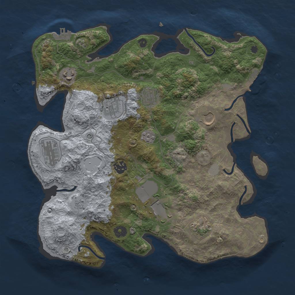 Rust Map: Procedural Map, Size: 3500, Seed: 1432930344, 18 Monuments