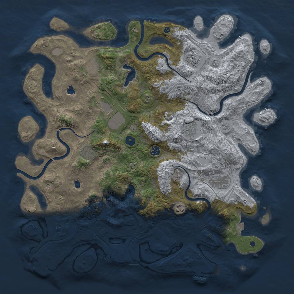 Rust Map: Procedural Map, Size: 4500, Seed: 1266181341, 15 Monuments