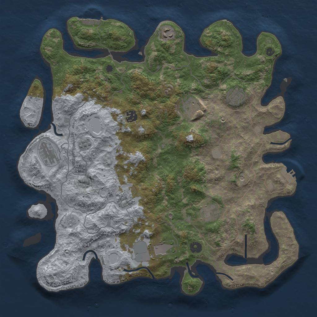 Rust Map: Procedural Map, Size: 4000, Seed: 1201579220, 18 Monuments