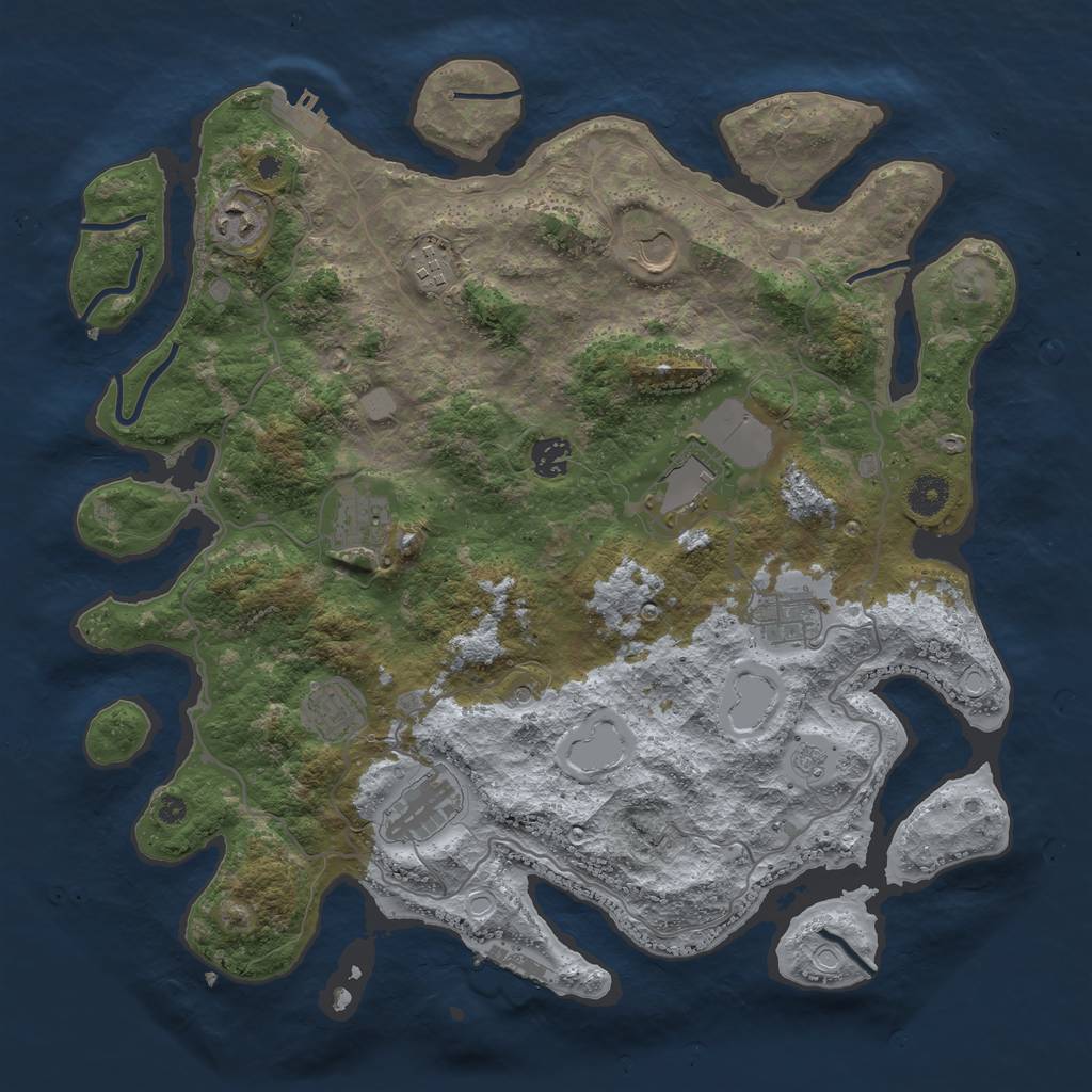 Rust Map: Procedural Map, Size: 4000, Seed: 2692451, 18 Monuments