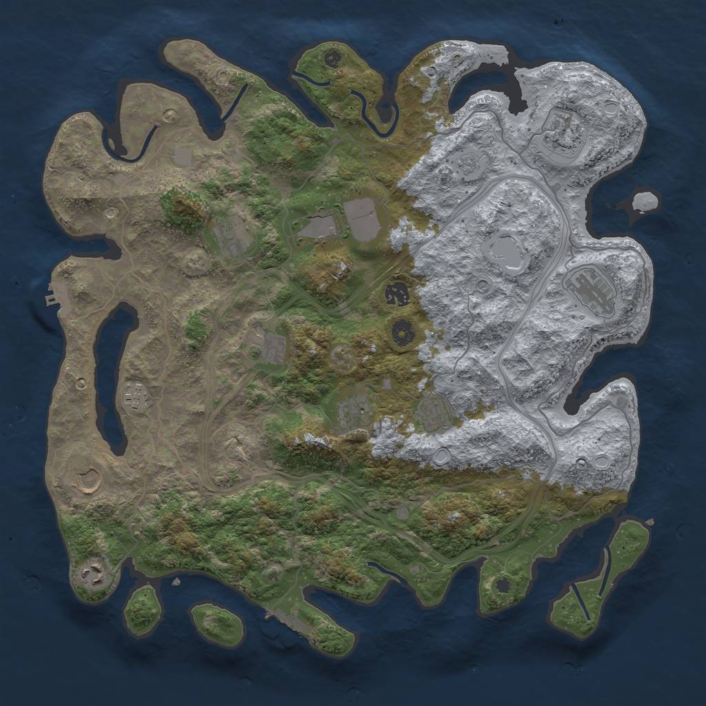 Rust Map: Procedural Map, Size: 4250, Seed: 1042074459, 20 Monuments