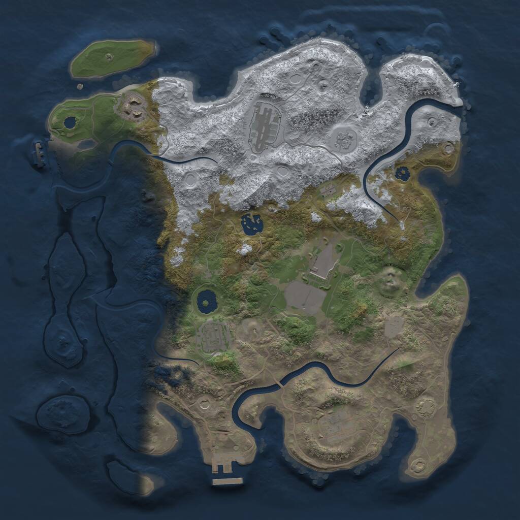 Rust Map: Procedural Map, Size: 3500, Seed: 8359, 12 Monuments