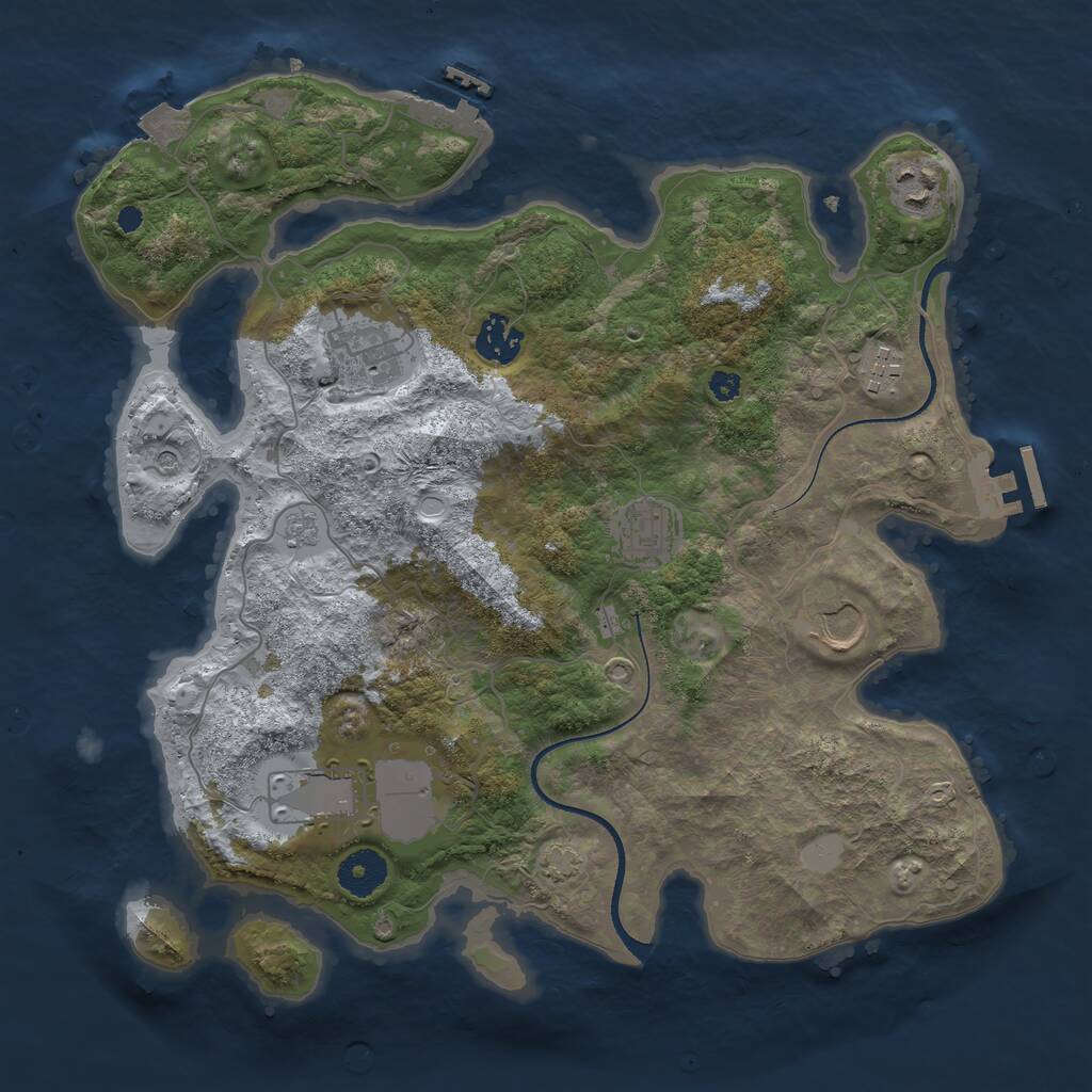 Rust Map: Procedural Map, Size: 3500, Seed: 758158589, 13 Monuments