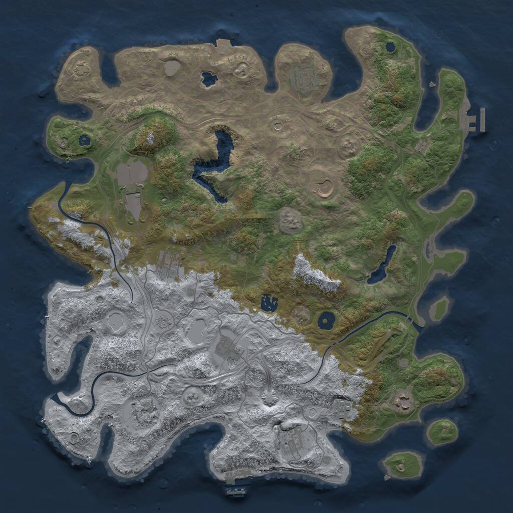 Rust Map: Procedural Map, Size: 4300, Seed: 33, 16 Monuments