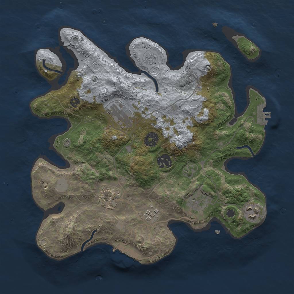 Rust Map: Procedural Map, Size: 3000, Seed: 2043217084, 14 Monuments
