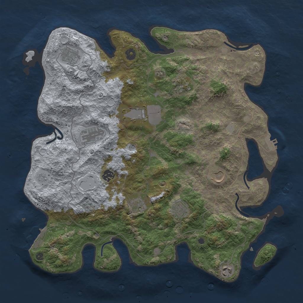 Rust Map: Procedural Map, Size: 4000, Seed: 1193580610, 19 Monuments