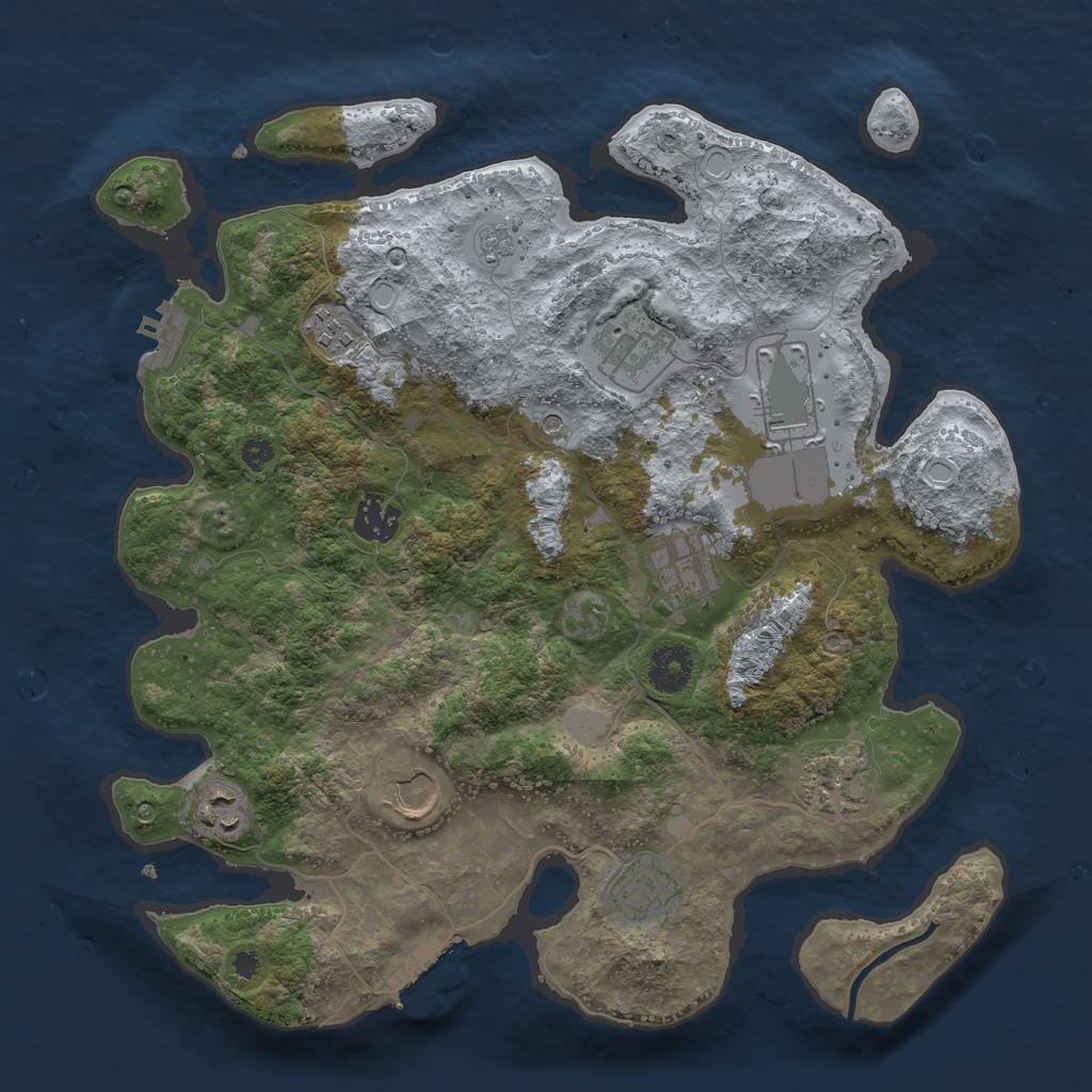 Rust Map: Procedural Map, Size: 3500, Seed: 32223590, 18 Monuments