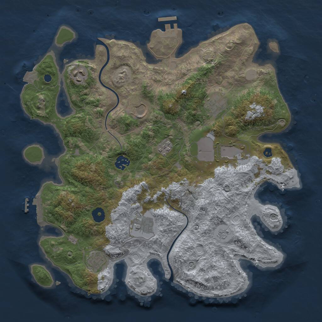 Rust Map: Procedural Map, Size: 3500, Seed: 66722094, 14 Monuments