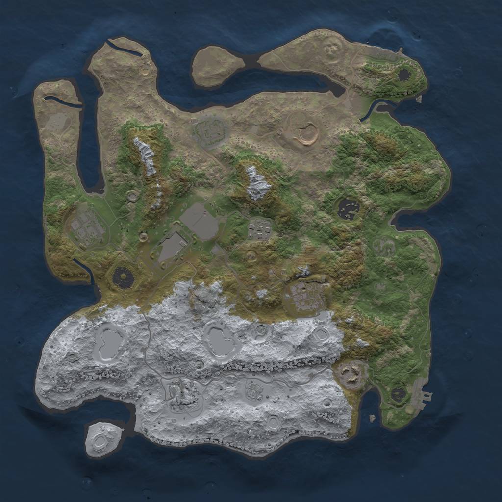 Rust Map: Procedural Map, Size: 3500, Seed: 1407076010, 16 Monuments