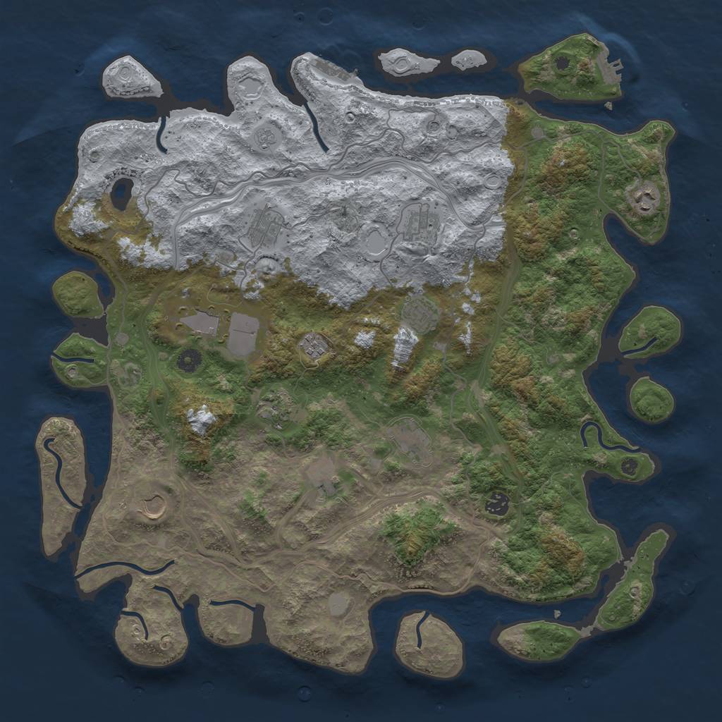 Rust Map: Procedural Map, Size: 4500, Seed: 662863601, 20 Monuments