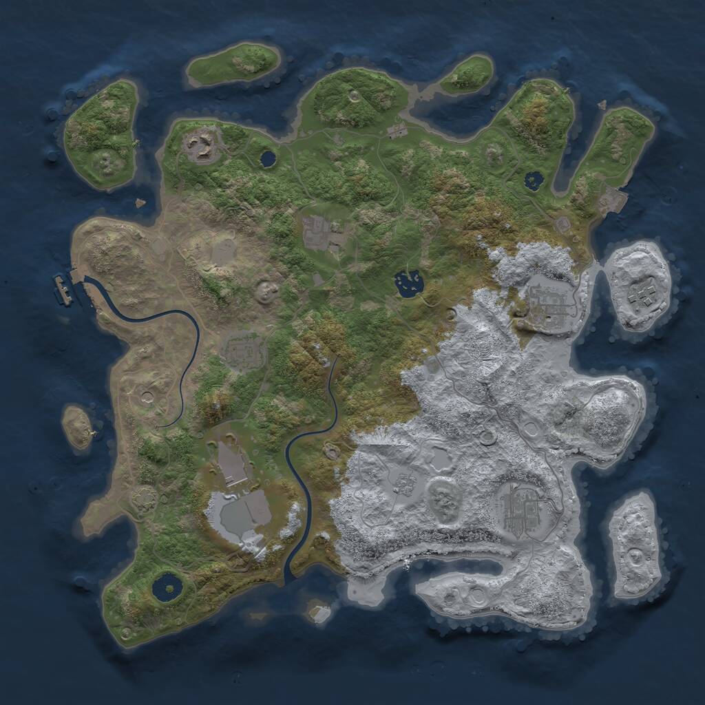 Rust Map: Procedural Map, Size: 3700, Seed: 654619, 13 Monuments