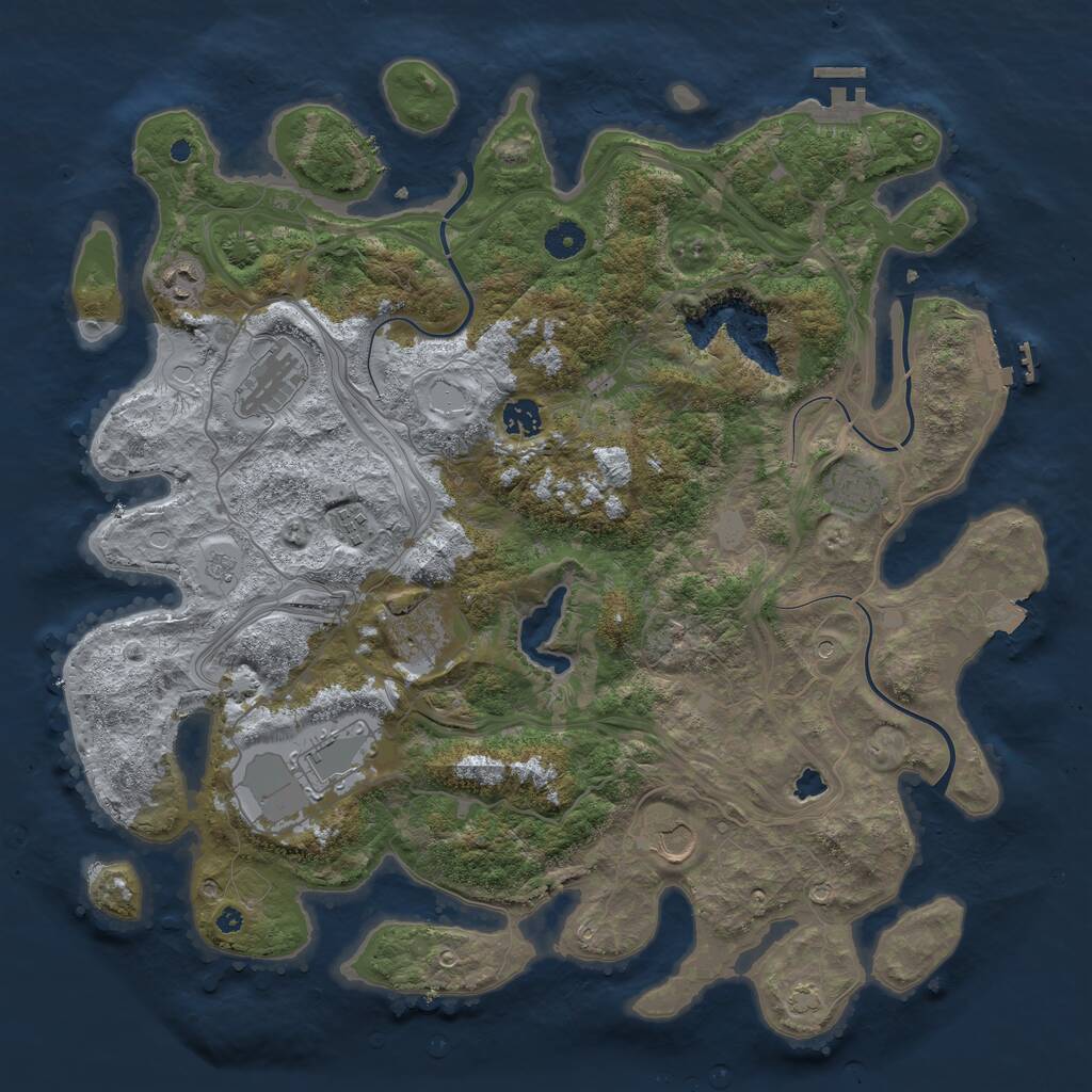 Rust Map: Procedural Map, Size: 4250, Seed: 12309876, 14 Monuments