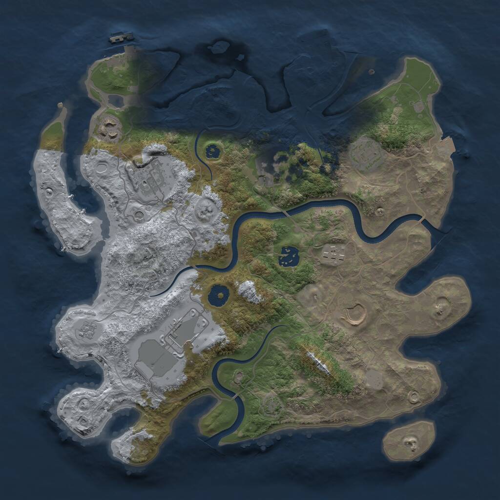 Rust Map: Procedural Map, Size: 3500, Seed: 34566, 14 Monuments