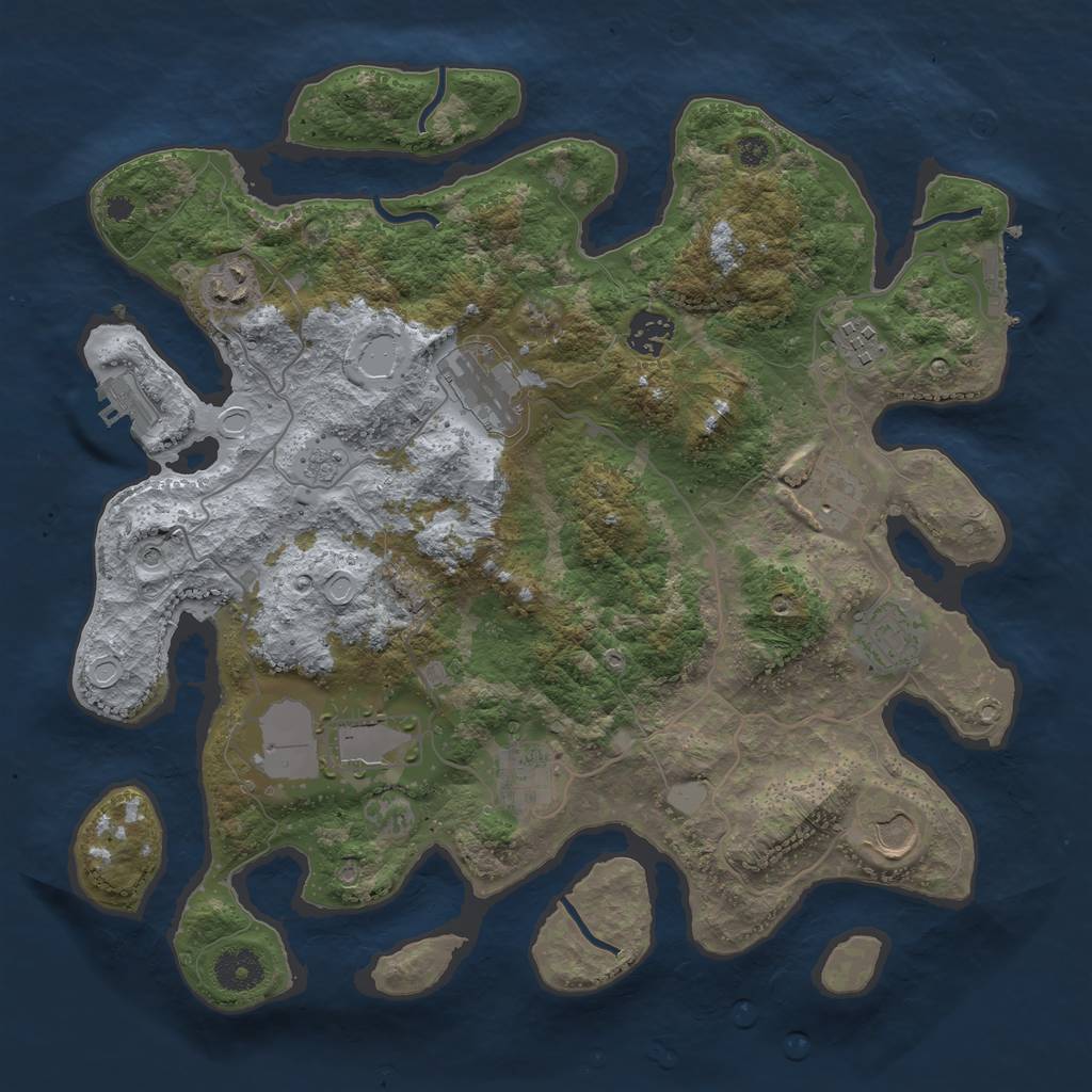 Rust Map: Procedural Map, Size: 3601, Seed: 14535142, 18 Monuments
