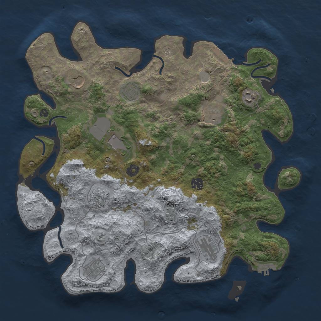 Rust Map: Procedural Map, Size: 3800, Seed: 5225988, 17 Monuments