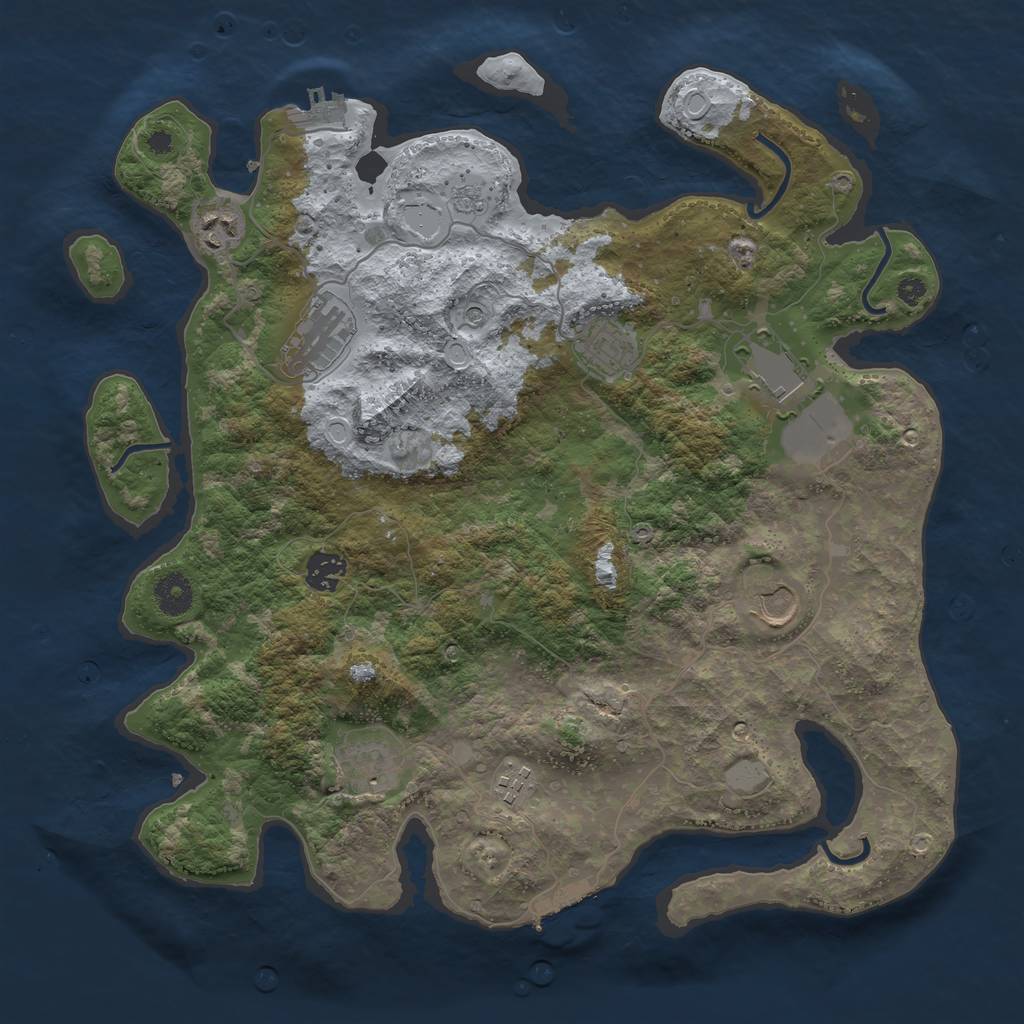 Rust Map: Procedural Map, Size: 3800, Seed: 31120221, 17 Monuments