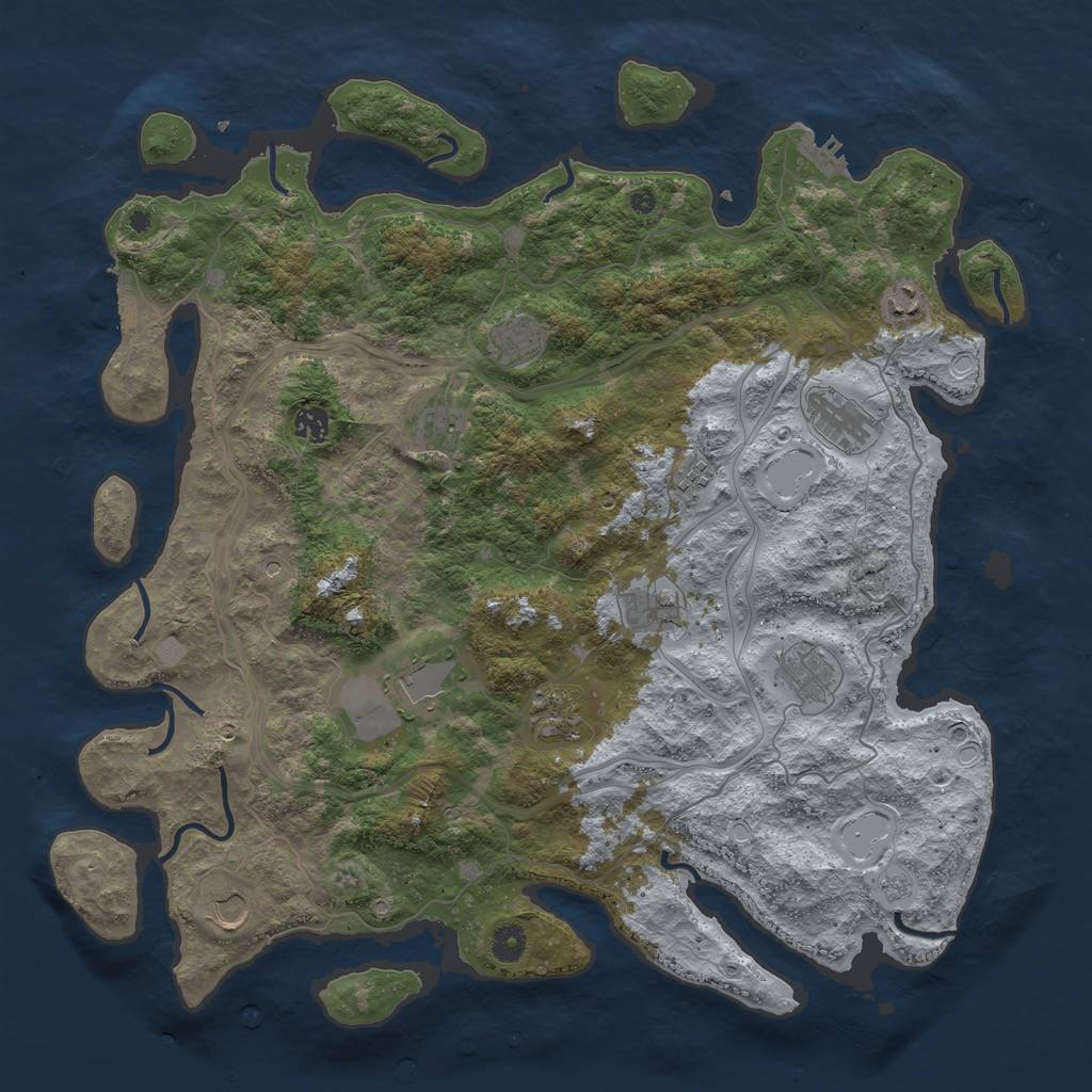 Rust Map: Procedural Map, Size: 4500, Seed: 1064463503, 18 Monuments
