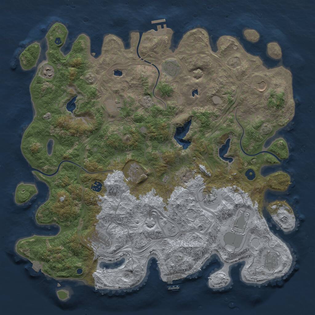 Rust Map: Procedural Map, Size: 4500, Seed: 431032133, 17 Monuments